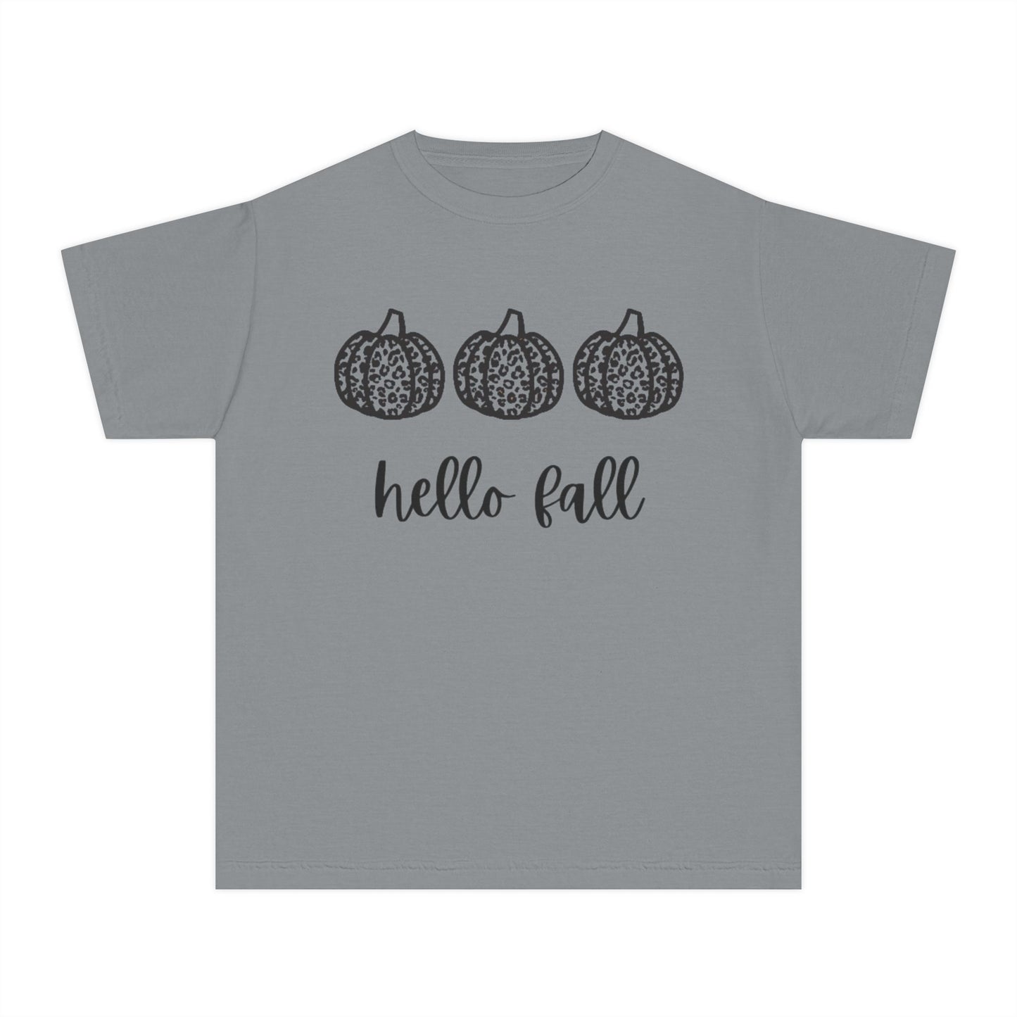 Hello Fall Leopard Print Pumpkin Girl's T-shirt