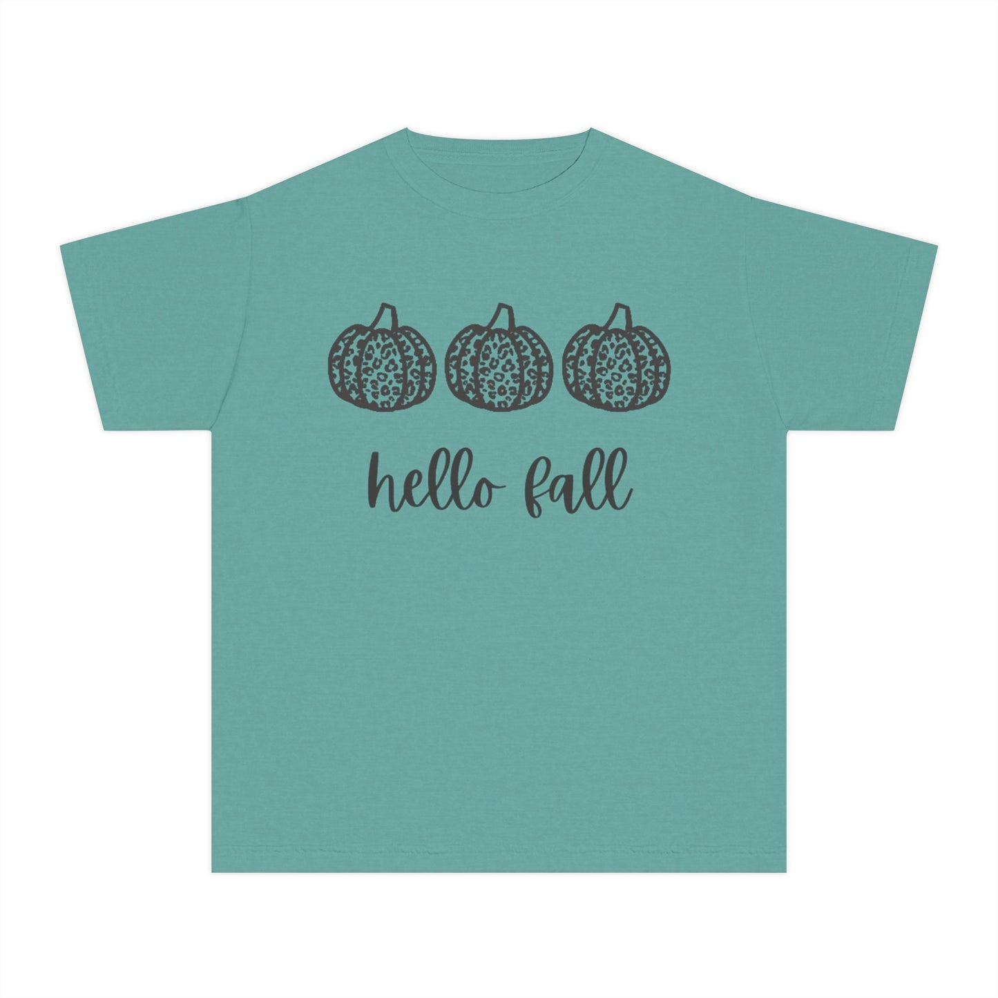 Hello Fall Leopard Print Pumpkin Girl's T-shirt