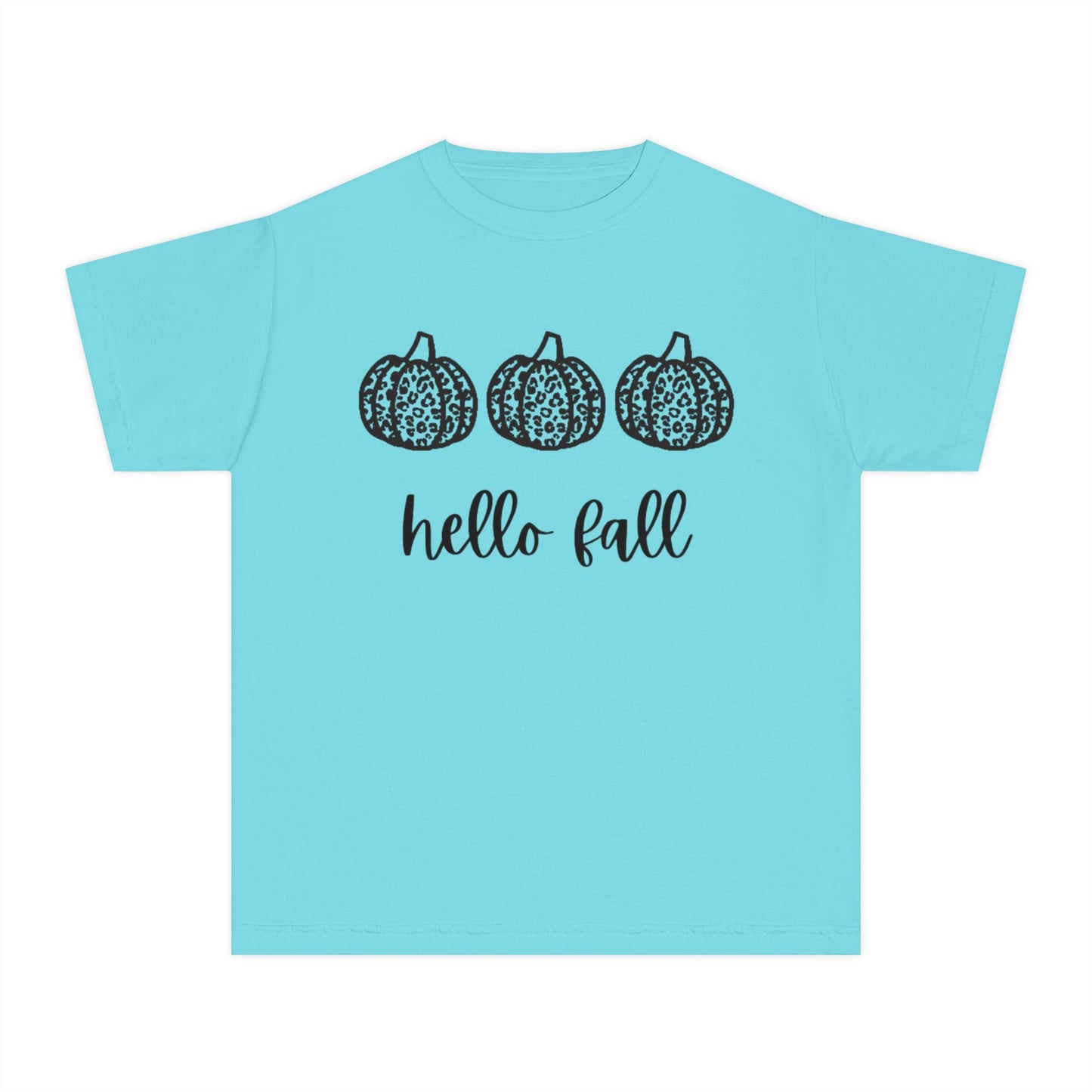 Hello Fall Leopard Print Pumpkin Girl's T-shirt