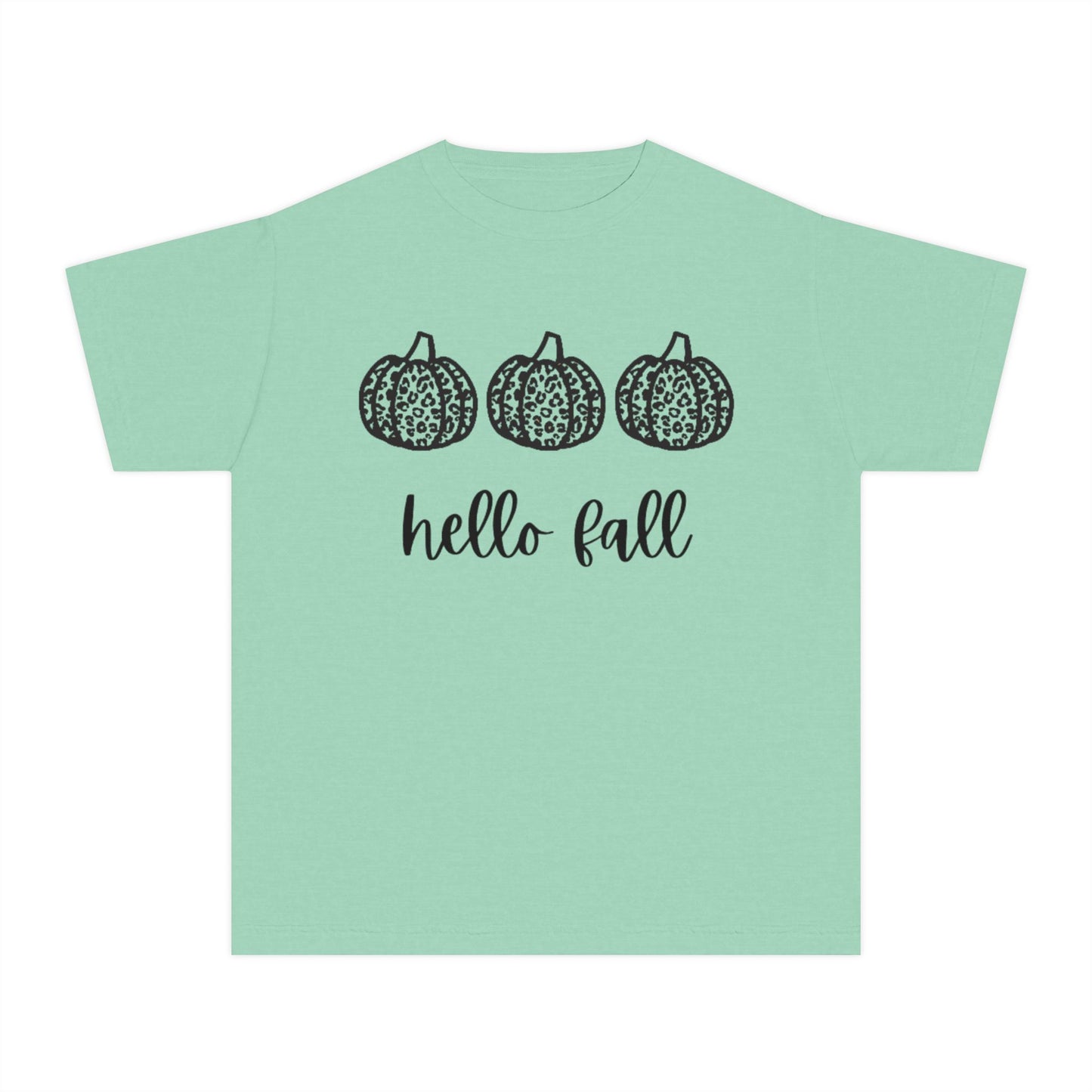 Hello Fall Leopard Print Pumpkin Girl's T-shirt