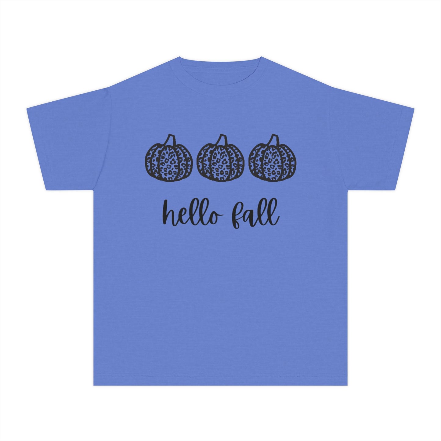 Hello Fall Leopard Print Pumpkin Girl's T-shirt