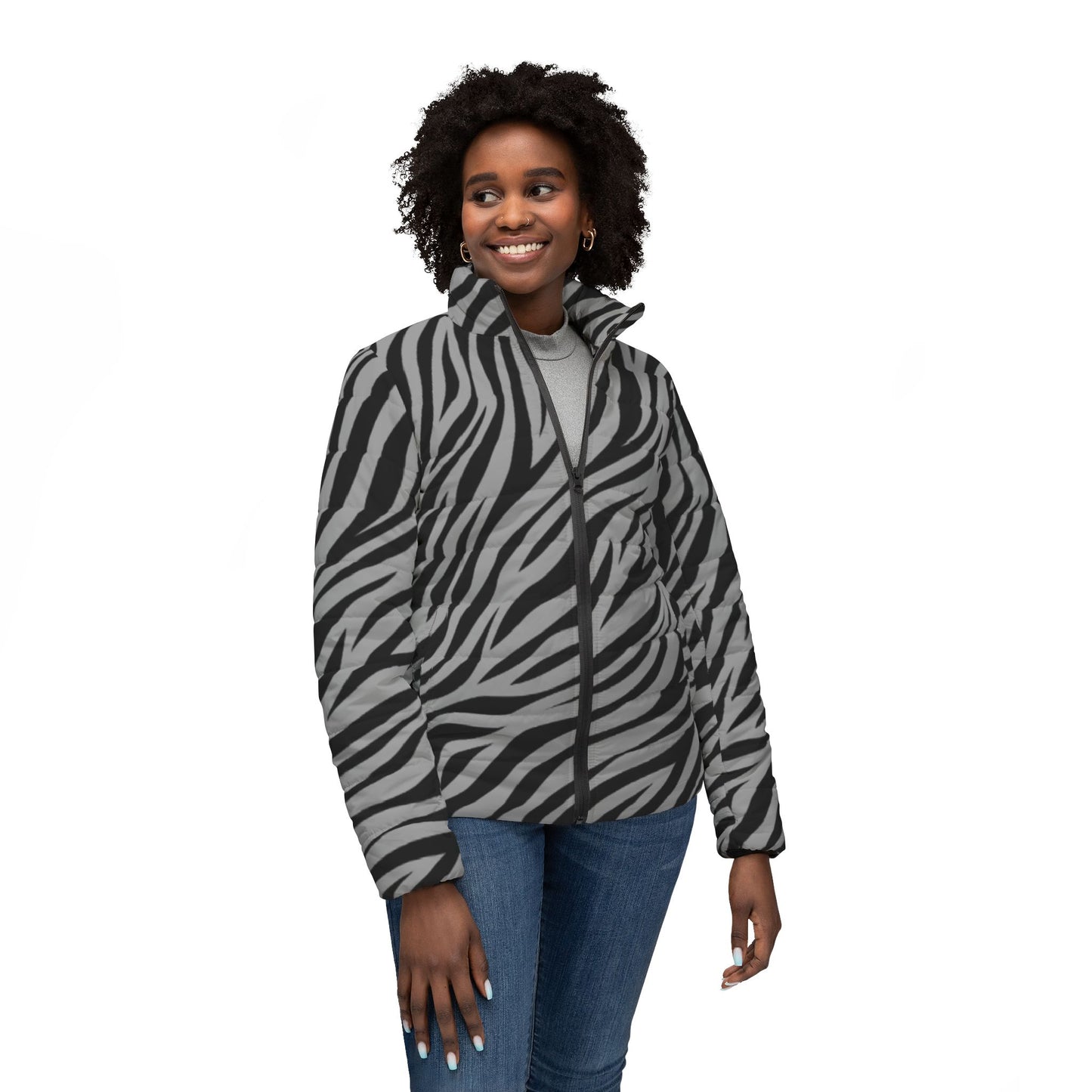 Grey Zebra Print Women’s Jacket