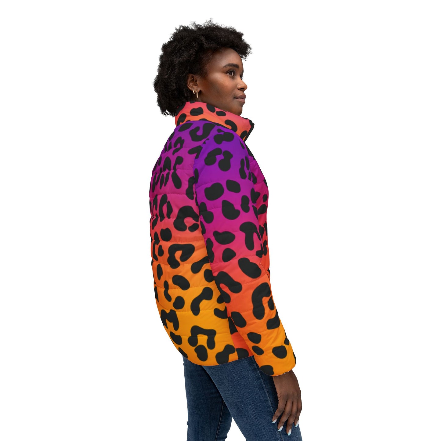 Vibrant Gradient Leopard Print Women’s Jacket