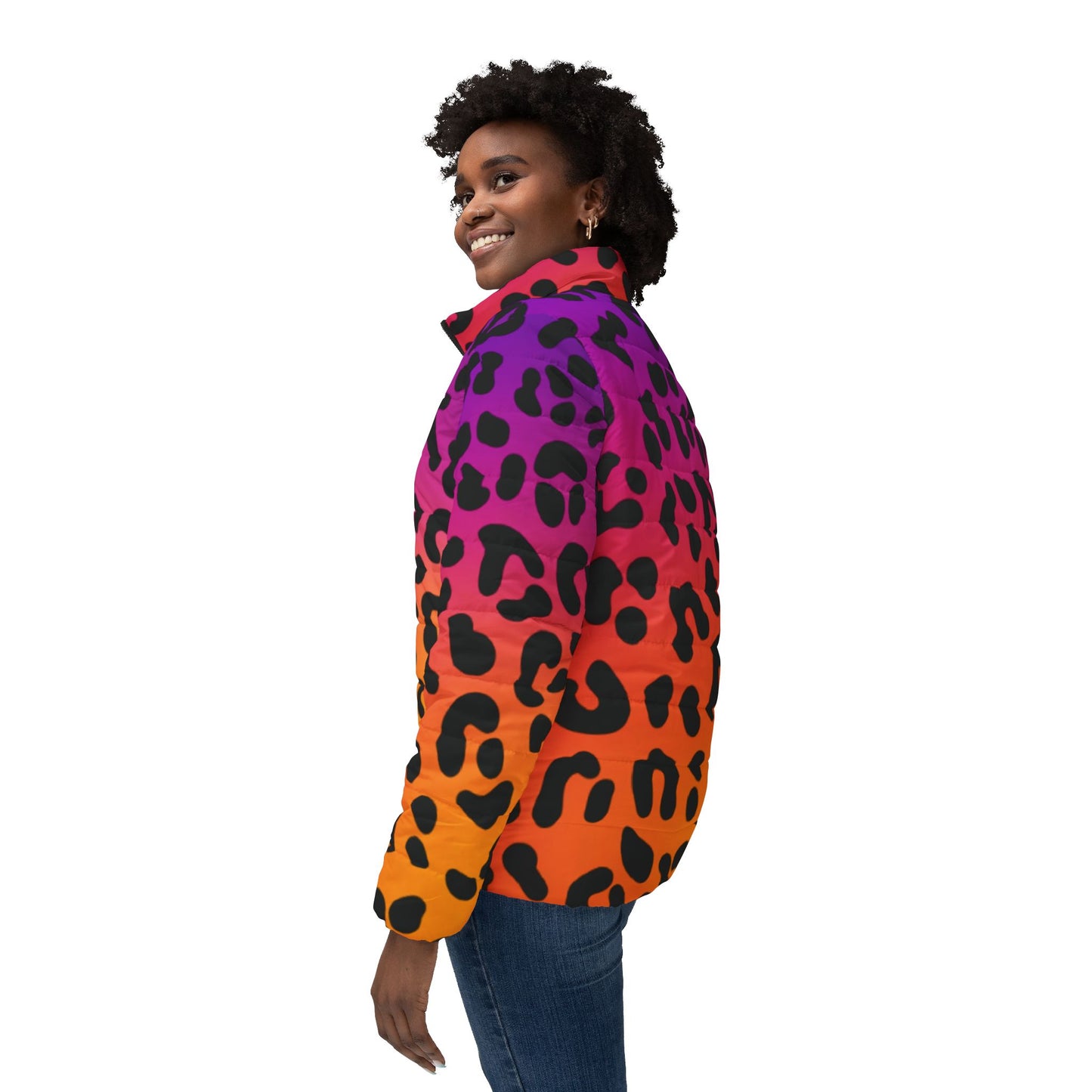 Vibrant Gradient Leopard Print Women’s Jacket