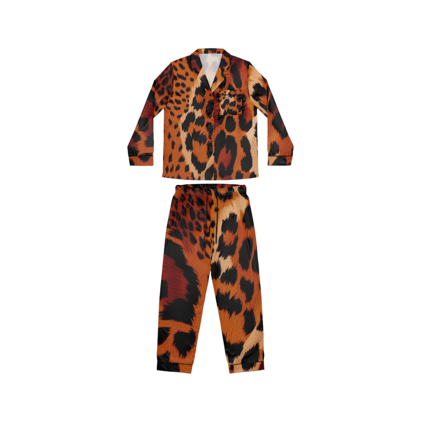 Women's Leopard Print Satin Pajamas