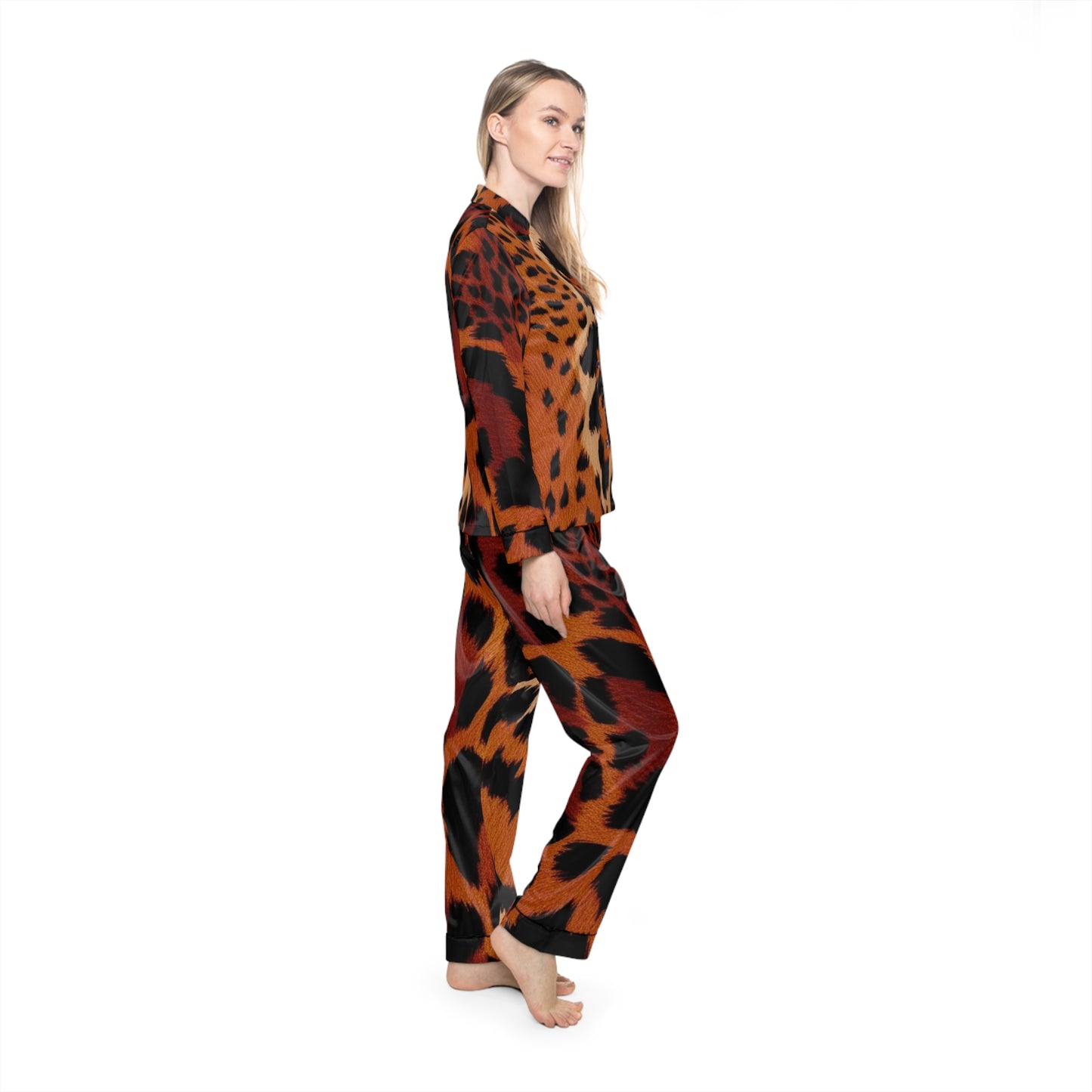 Women's Leopard Print Satin Pajamas