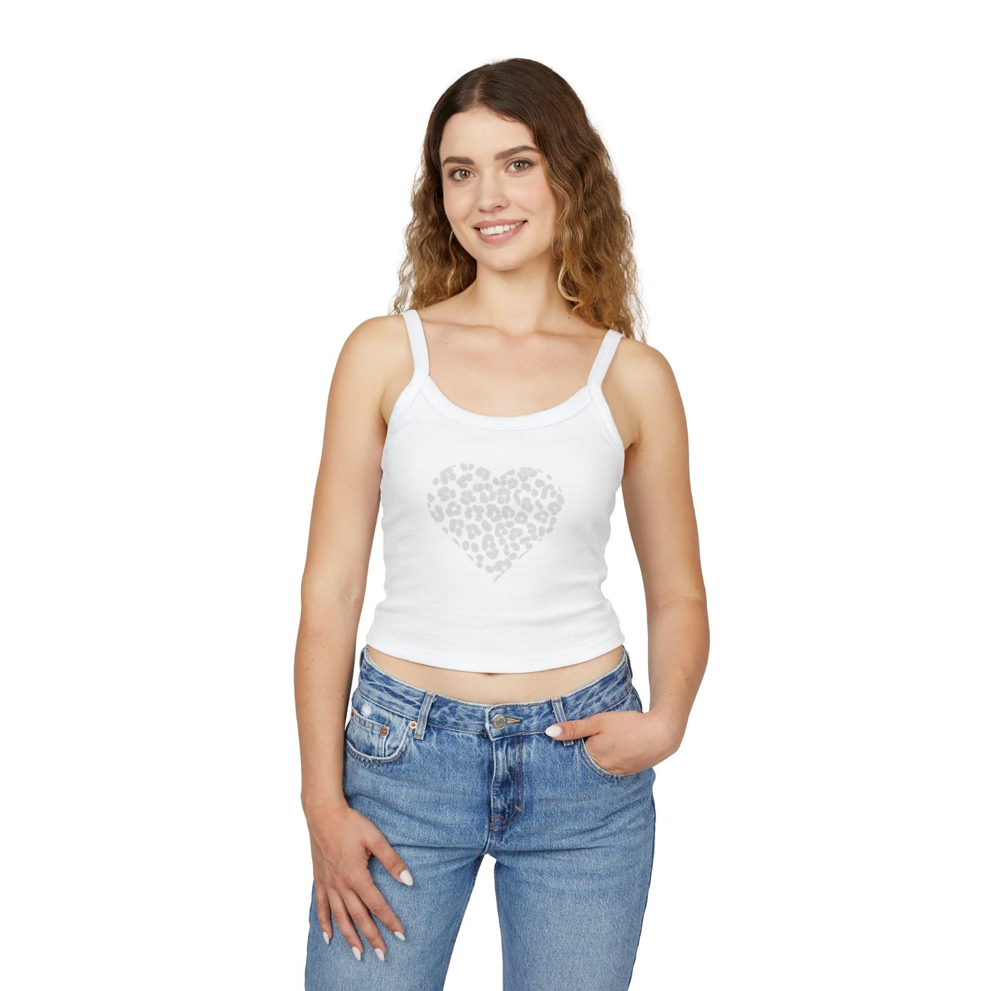 Grey Leopard Print Heart Women's Tank Top