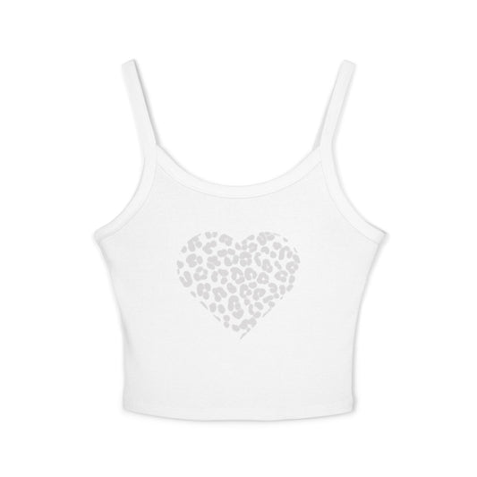 Grey Leopard Print Heart Women's Tank Top