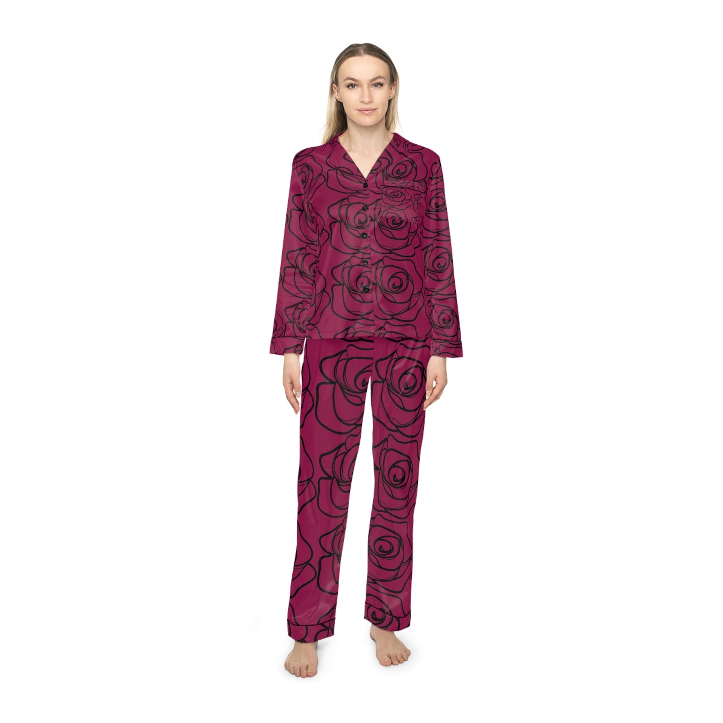 Women's Floral Satin Pajamas